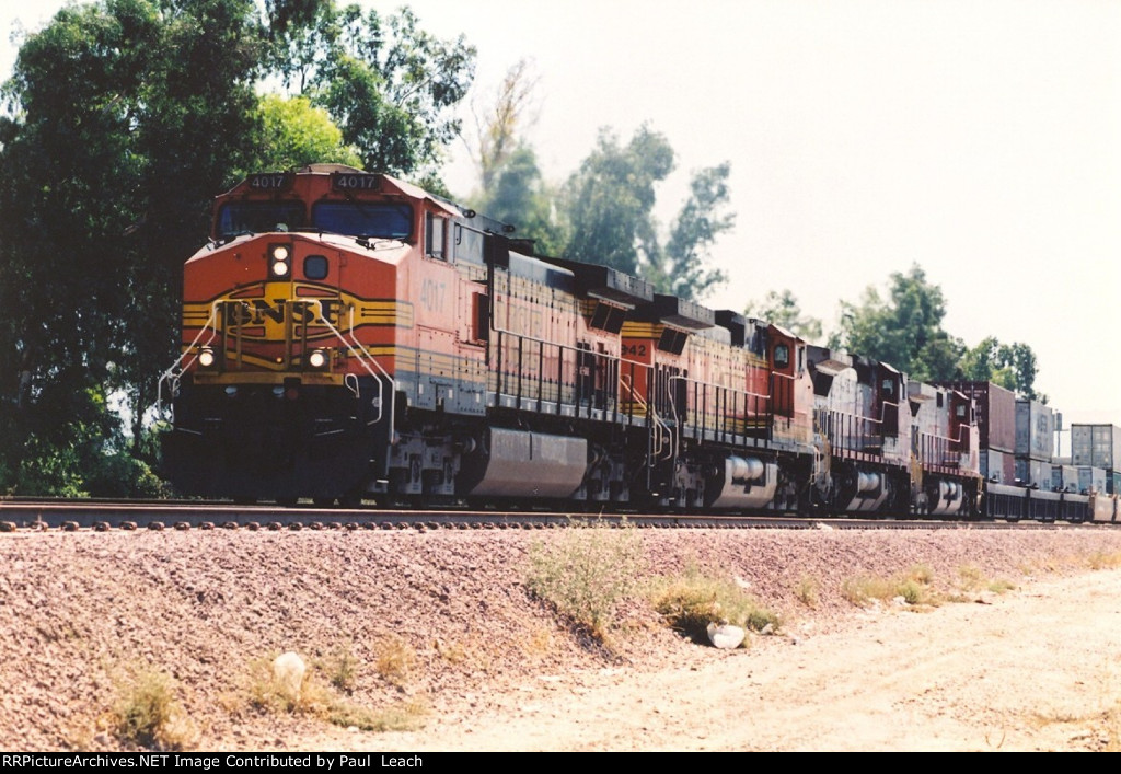 Eastbound stack train starts uphill